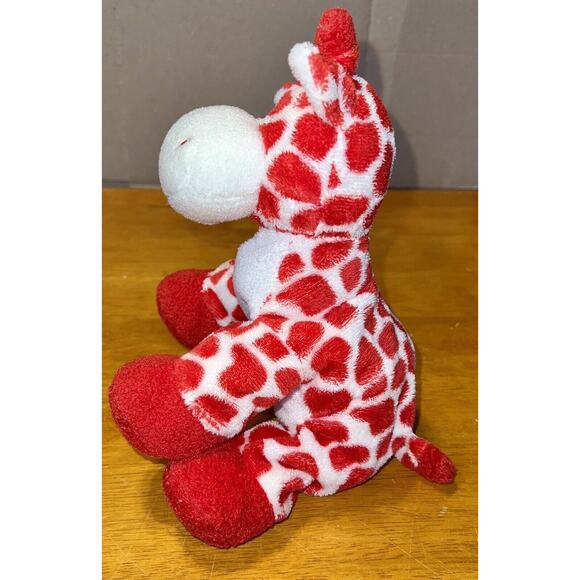 2007 Ty Pluffies Kisser Plush Valentines Giraffe Red White Stuffed Animal Toy - Picture 4 of 8